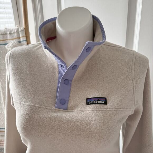 Patagonia Micro D Snap-T Cream Long Sleeve Fleece Pullover Women’s Size Medium - Picture 2 of 10